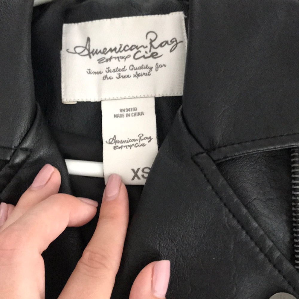 “Leather” jacket. Size XS, worn 2-3 times